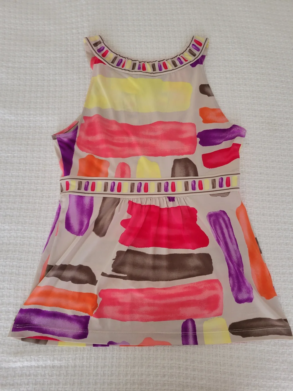 BCBGMaxAzria Multicolor Painted Stripe Halter Tank